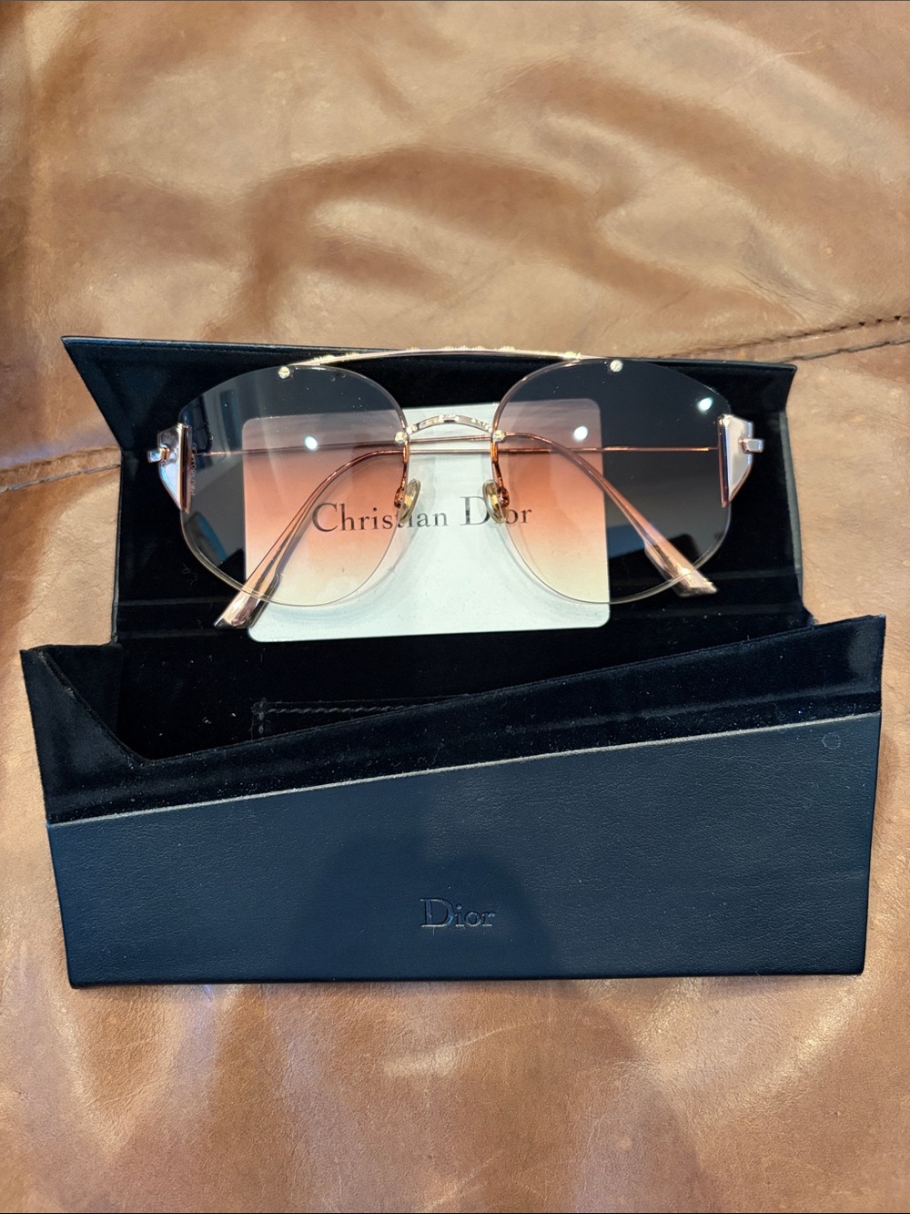 Never worn Dior Rimless Sunglasses with Pink Gradient Lenses